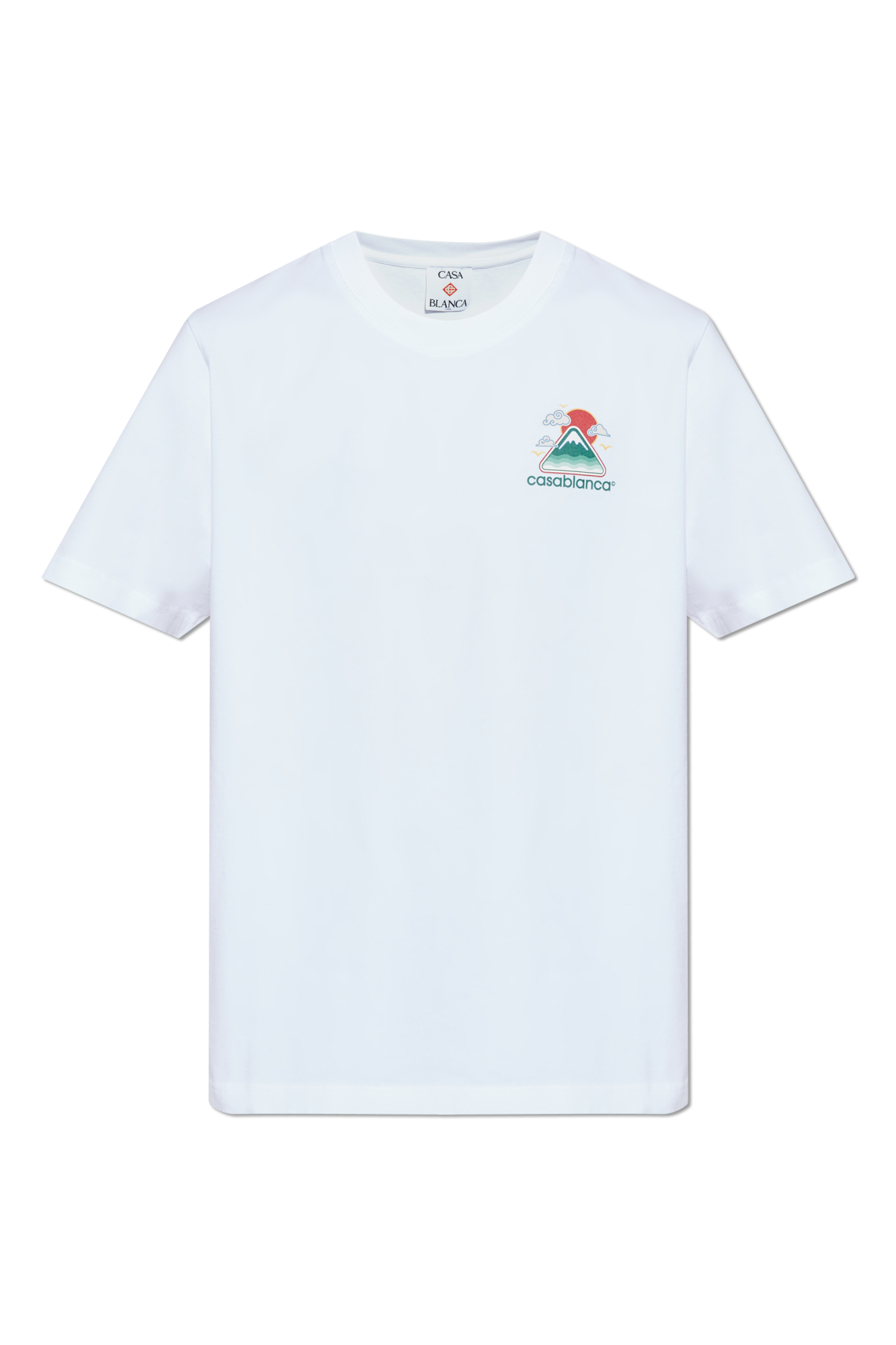 Tシャツ・カットソー CASABLANCA COTTON T-SHIRT WITH CASABLANCA MONTAGNE PRINT Biały T-shirt z logo Casablanca - Vitkac Polska